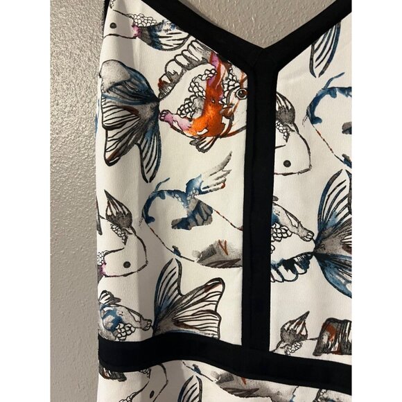 Anthropologie Cooper & Ella Dress S Small Koi Print Faux Silk Washable $288 NEW - Picture 10 of 11